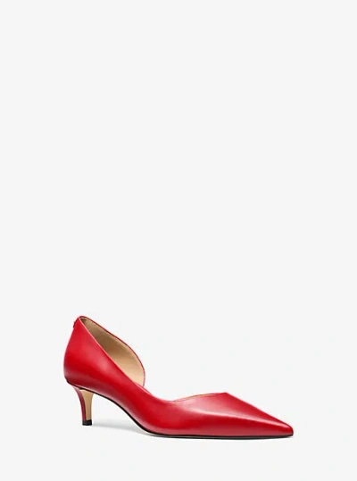 Michael Kors Elyse Leather Pump In Red