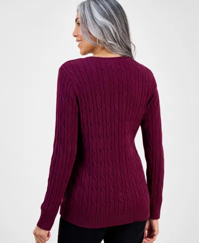 Style & Co Petite Textured Stitch V-neck Sweater, Macy's Exclusive In Burgundy