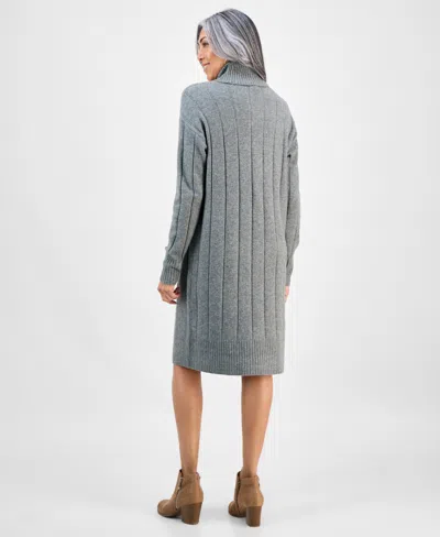 Style & Co Women's Ribbed Turtleneck Sweater Dress, Macy's Exclusive In Gray