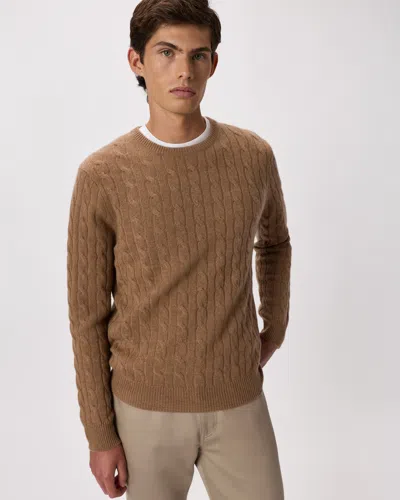 Quince Men's Mongolian Cashmere Classic Cable Crewneck Sweater In Brown