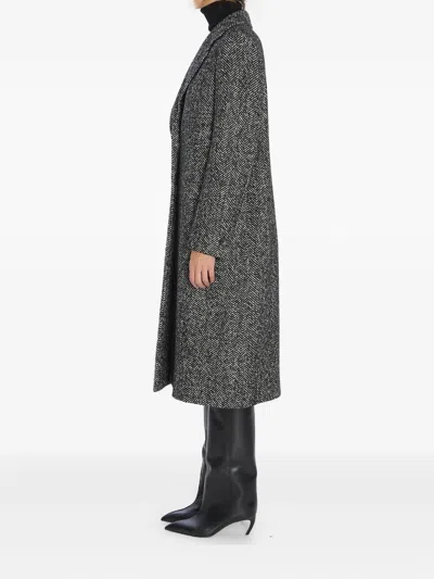 Tagliatore Black Chevron Wool Blend Amanda Coat In Gray