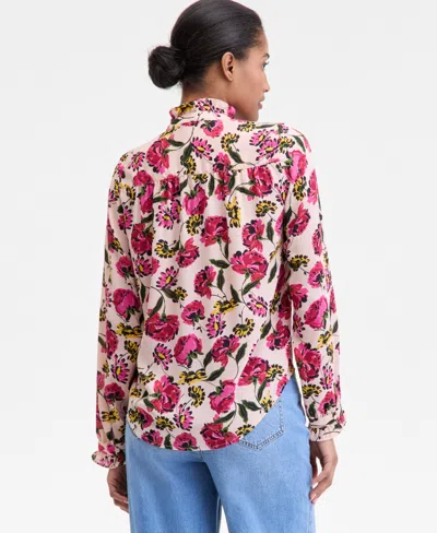 On 34th Womens Ruffle Trim Split Neck Blouse Xxs 3x Macys Exclusive In Multi