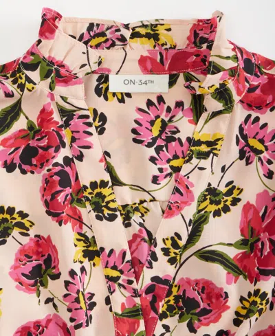 On 34th Womens Ruffle Trim Split Neck Blouse Xxs 3x Macys Exclusive In Multi