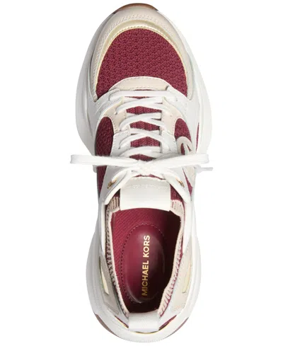 Michael Kors Zuma Color-block Leather And Knit Trainer In Purple