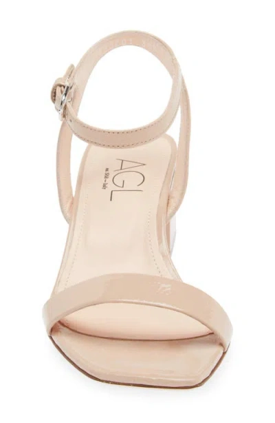 Agl Attilio Giusti Leombruni Angie Block Heel Asymmetric Slide Sandal In Neutral