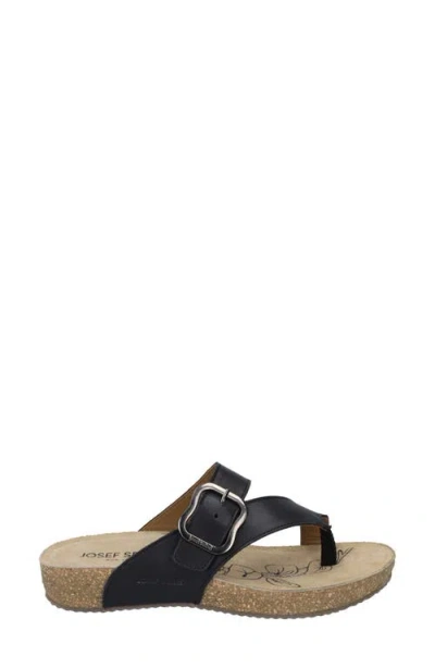 Josef Seibel Womens Toe Loop Slide Sandals In Black