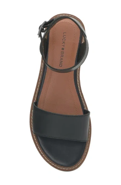 Lucky Brand Women's Kimaya Ankle-strap Flat Sandals In Black