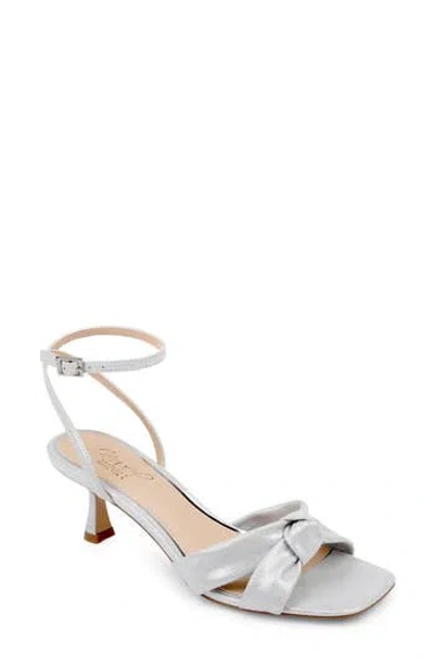 Jewel Badgley Mischka Women's Valarie Square Toe Kitten Heel Evening Sandals In Silver