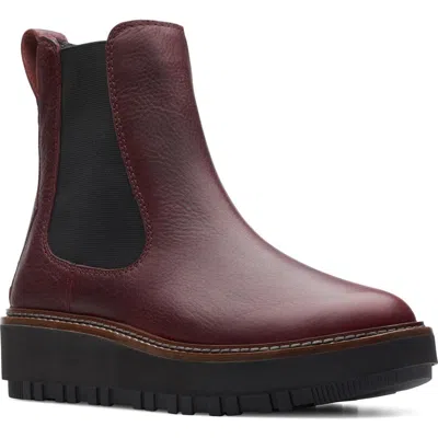 Clarks Orianna Leather Boot In Burgundy