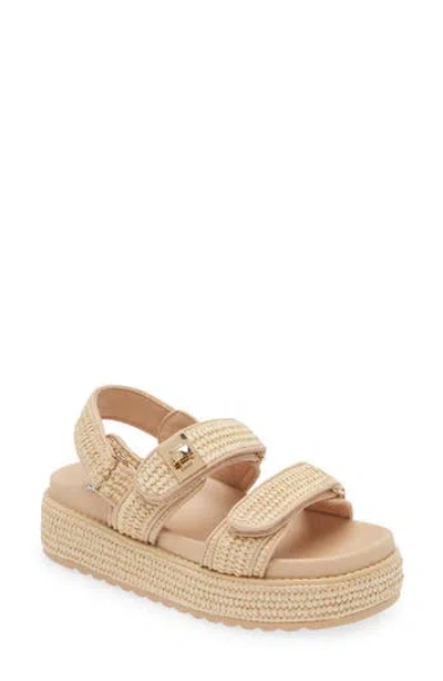 Steve Madden Bigmona Raffia Platform Sandal In Natural Raffia, Women's At Urban Outfitters In Brown