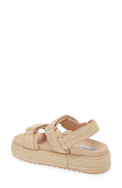 Steve Madden Bigmona Raffia Platform Sandal In Natural Raffia, Women's At Urban Outfitters In Brown