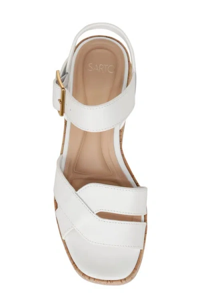 Sarto By Franco Sarto Tilly Ankle Strap Platform Wedge Sandal In White