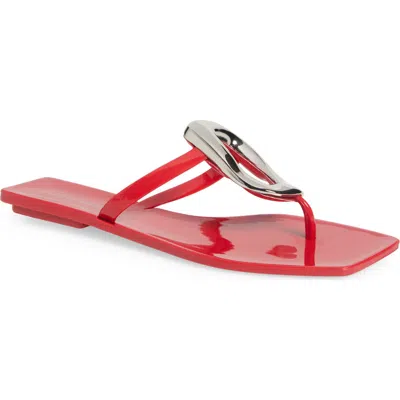 Jeffrey Campbell Linques-j Embellished T-strap Flat Jelly Sandals In Red