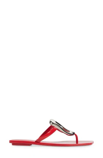 Jeffrey Campbell Linques-j Embellished T-strap Flat Jelly Sandals In Red
