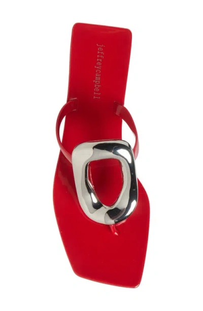 Jeffrey Campbell Linques-j Embellished T-strap Flat Jelly Sandals In Red