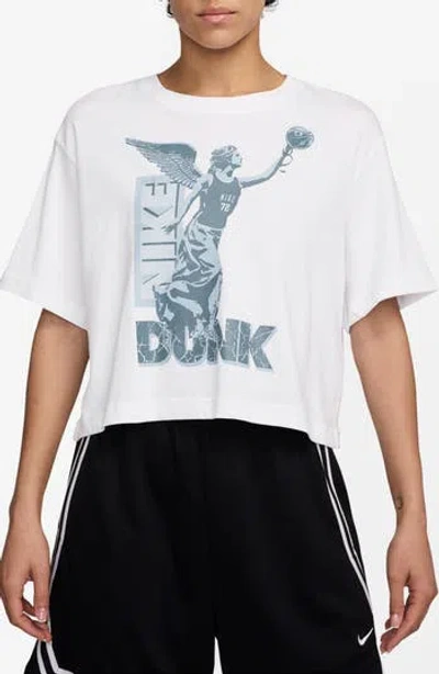 Nike Women's Cotton Short-sleeve Cropped Basketball T-shirt In White