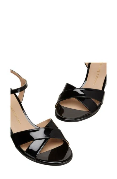 Stuart Weitzman Dayna Patent Crisscross Wedge Sandals In Black