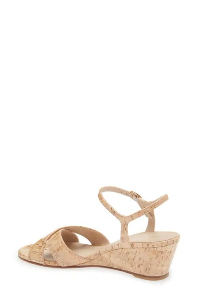 Stuart Weitzman Dayna Cork Crisscross Wedge Sandals In Nude