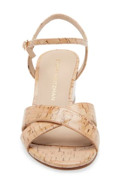 Stuart Weitzman Dayna Cork Crisscross Wedge Sandals In Nude