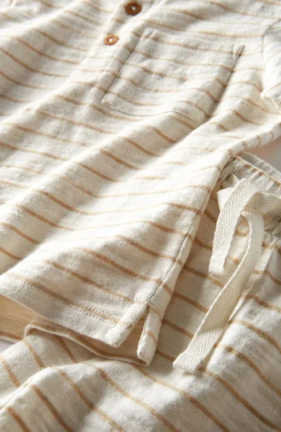 Nordstrom Stripe Short Sleeve Henley & Drawstring Shorts Set