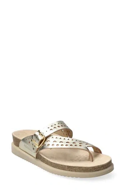 Mephisto Helena Perforated Toe Loop Sandal In Gold