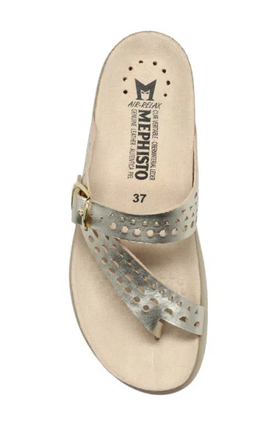Mephisto Helena Perforated Toe Loop Sandal In Gold