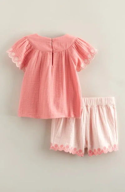 Nordstrom Flutter Sleeve Cotton Gauze Top & Shorts Set In Pink