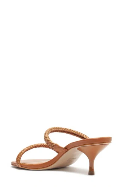 Schutz Taliah Woven Strap Kitten Heel Slide Sandal In Brown