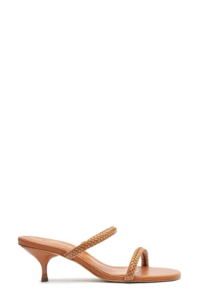 Schutz Taliah Woven Strap Kitten Heel Slide Sandal In Brown