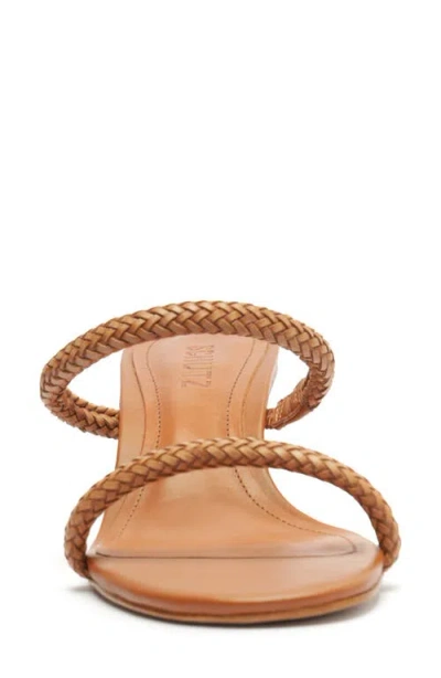 Schutz Taliah Woven Strap Kitten Heel Slide Sandal In Brown