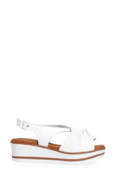 Ron White Prissy Slingback Platform Wedge Sandal In White