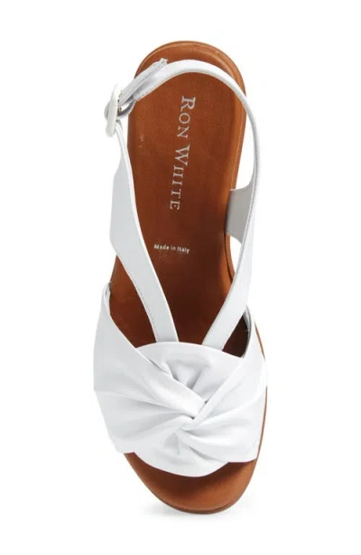 Ron White Prissy Slingback Platform Wedge Sandal In White