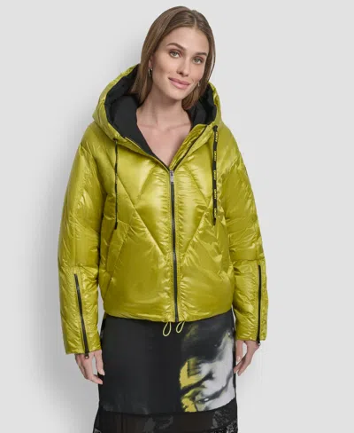 Dkny Women's Cropped Puffer Jacket In Yellow