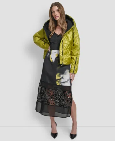 Dkny Women's Cropped Puffer Jacket In Yellow