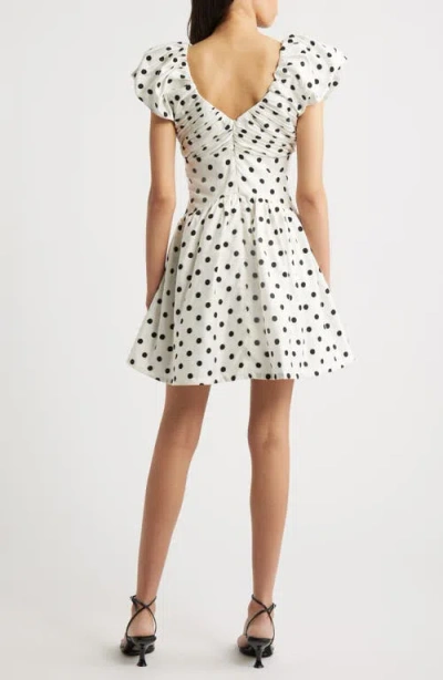 Sister Jane Raven Spot Polka Dot Ruched Fit & Flare Minidress In White