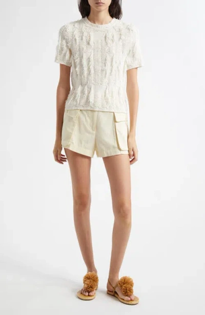 Ulla Johnson Rumi Fringe Cotton Blend Sweater In White
