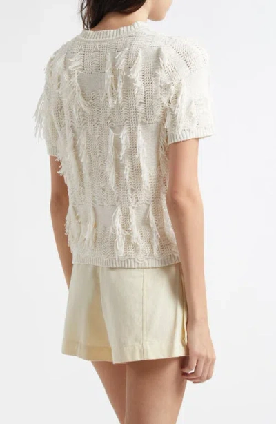 Ulla Johnson Rumi Fringe Cotton Blend Sweater In White