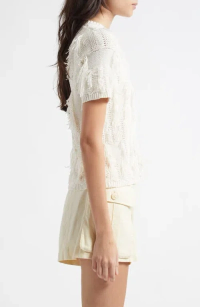 Ulla Johnson Rumi Fringe Cotton Blend Sweater In White