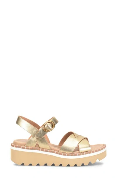 Söfft Ruthie Ankle Strap Platform Wedge Sandal In Gold