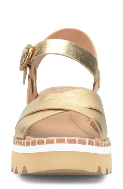 Söfft Ruthie Ankle Strap Platform Wedge Sandal In Gold