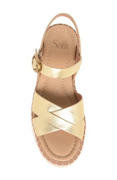 Söfft Ruthie Ankle Strap Platform Wedge Sandal In Gold