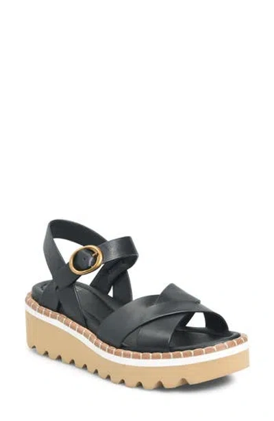 Söfft Ruthie Ankle Strap Platform Wedge Sandal In Black