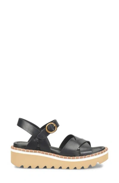 Söfft Ruthie Ankle Strap Platform Wedge Sandal In Black