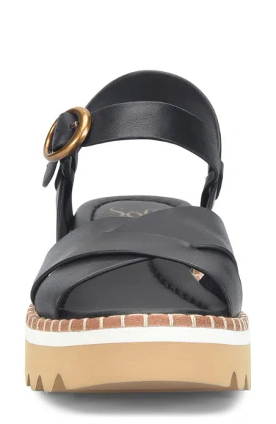 Söfft Ruthie Ankle Strap Platform Wedge Sandal In Black