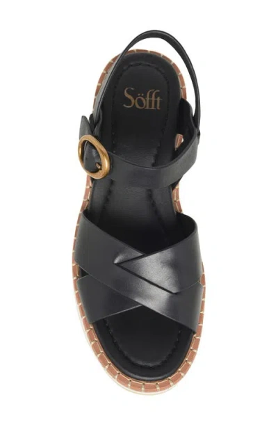 Söfft Ruthie Ankle Strap Platform Wedge Sandal In Black