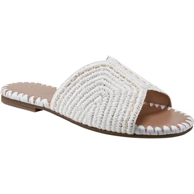 Marc Fisher Ltd Multi Woven Flat Slide Sandals In White