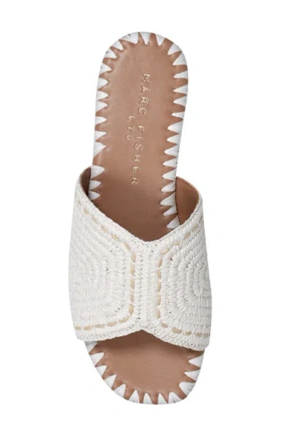 Marc Fisher Ltd Multi Woven Flat Slide Sandals In White