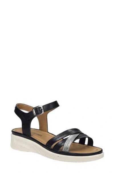 Josef Seibel Sevran Ankle Strap Platform Wedge Sandal In Black