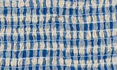 The New Kids' Nally Gingham Asymmetric Top & Scrunchie Set In Blue