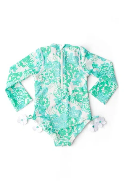 Shade Critters Charming Rose Long Sleeve Rashguard In Blue